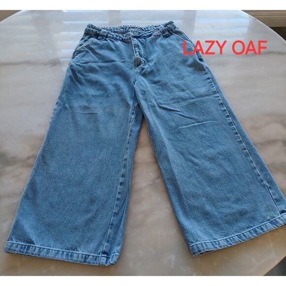 Lazy Oaf wide leg crop jeans. Size 32 high waist crazy cute! - Picture 1 of 9